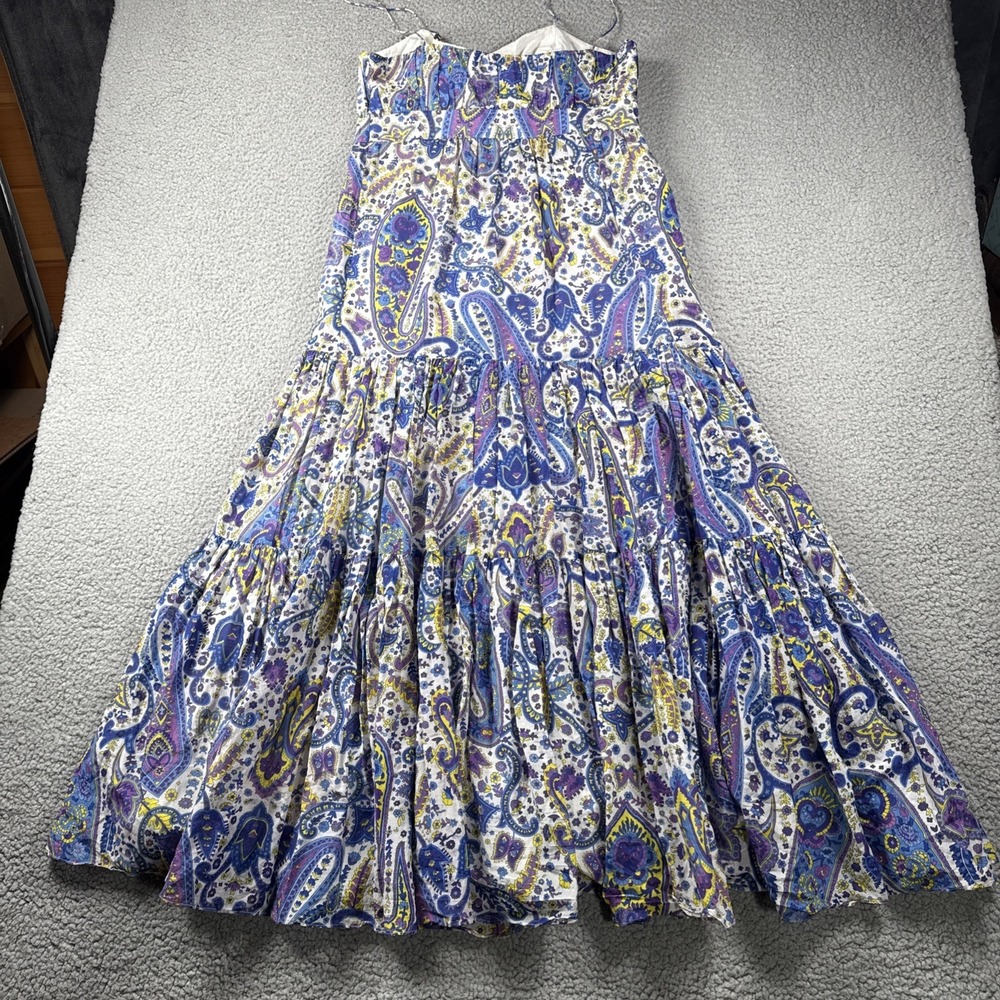Lauren Ralph Lauren Maxi Dress Womens 8 Paisley Lined Tiered Silk Cotton Summer - Picture 11 of 14